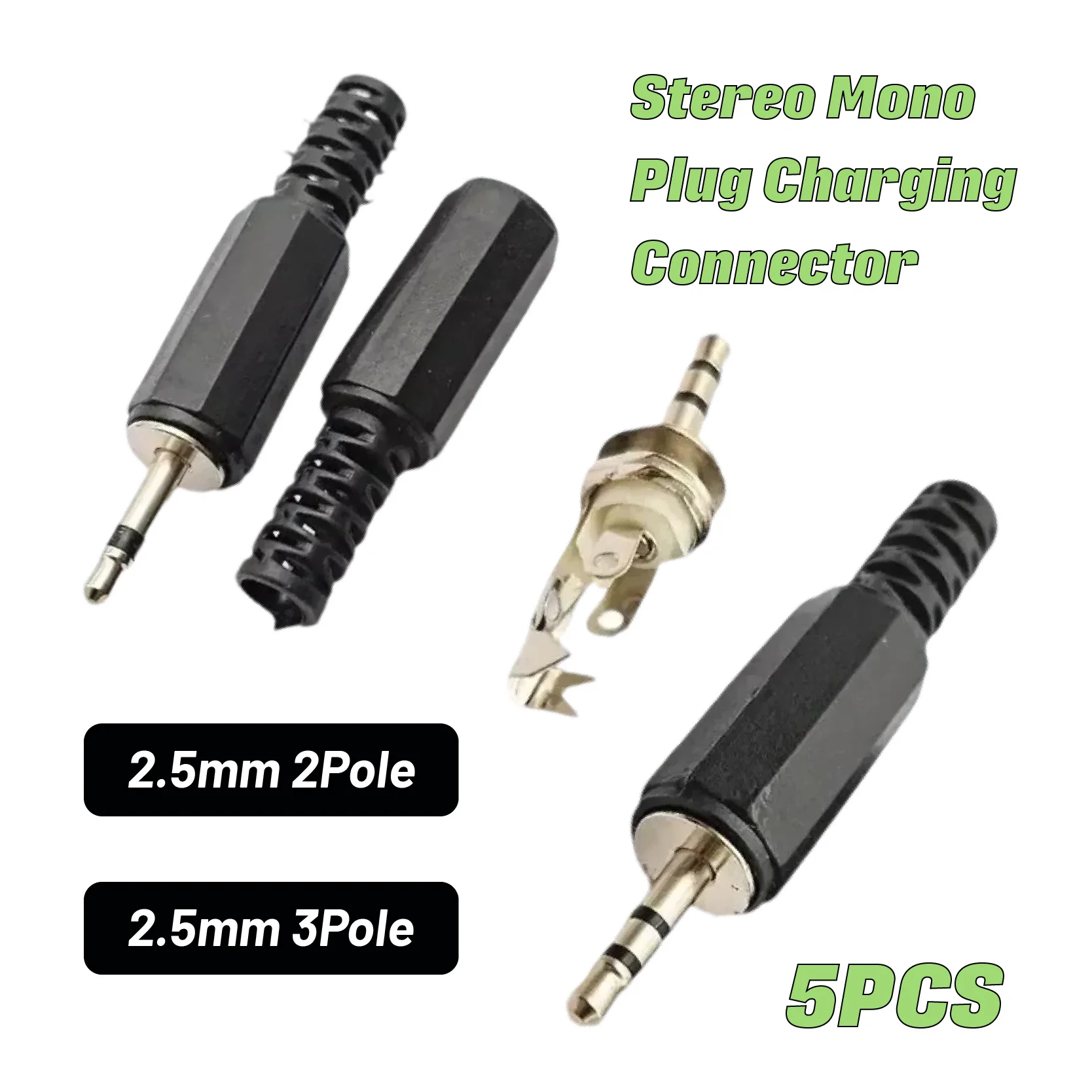 5 stücke Stereo Mono 2,5mm Stecker Jack DIY Kopfhörer Audio Stecker 2/3 Pole Stereo Audio Adapter