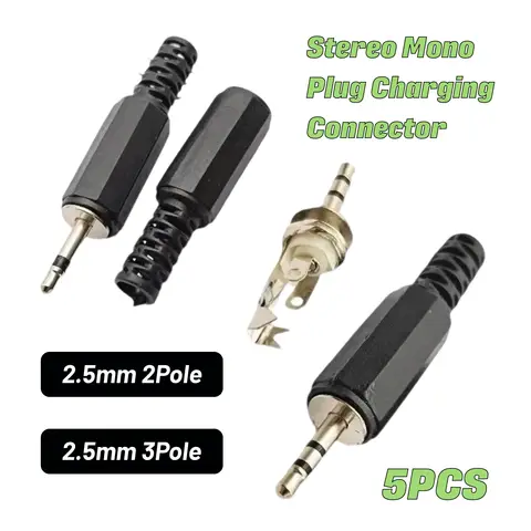 5 pz Stereo Mono 2.5mm Spina Maschio Jack Cuffie FAI DA TE Connettore Audio Adattatore Audio Stereo 2/3 Poli