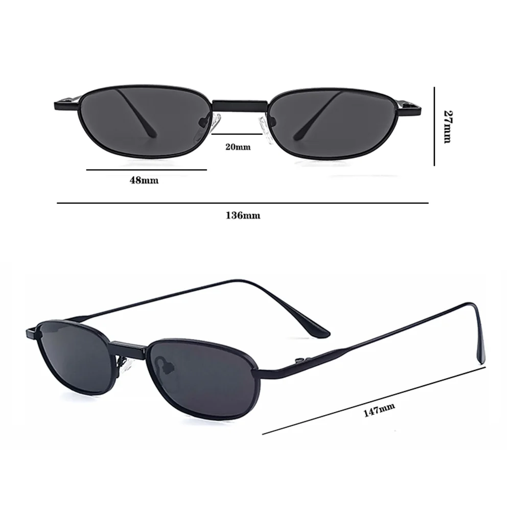 CATERSIDE Herren Hip-Hop-Sonnenbrille, Premium-Metall, kleiner Rahmen, Damen-Reise-, Business-, Party-, Urlaubsgeschenk, Dekorative Brille, UV400 – Detail 2