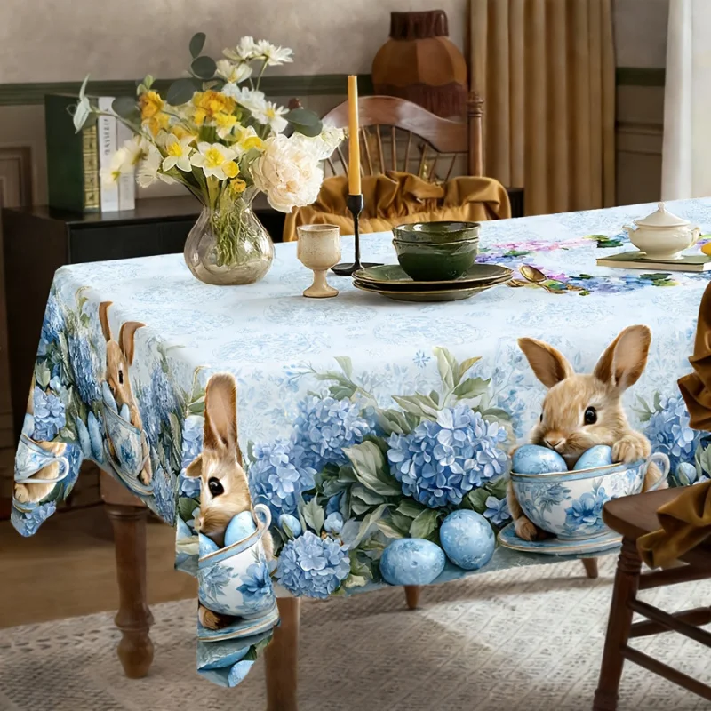 

Easter Bunny Round Tablecloth, Egg Print Instagram Aesthetic, Luxury Waterproof Dining Table Cover, Spring Party Decor