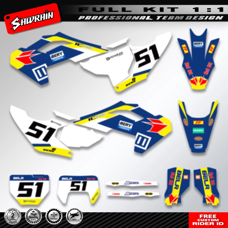 Sawrain Motorcycle Protection Sticker Custom Team Graphics Decals Kit For Husqvarna FC 250 450 2023  Personality Design