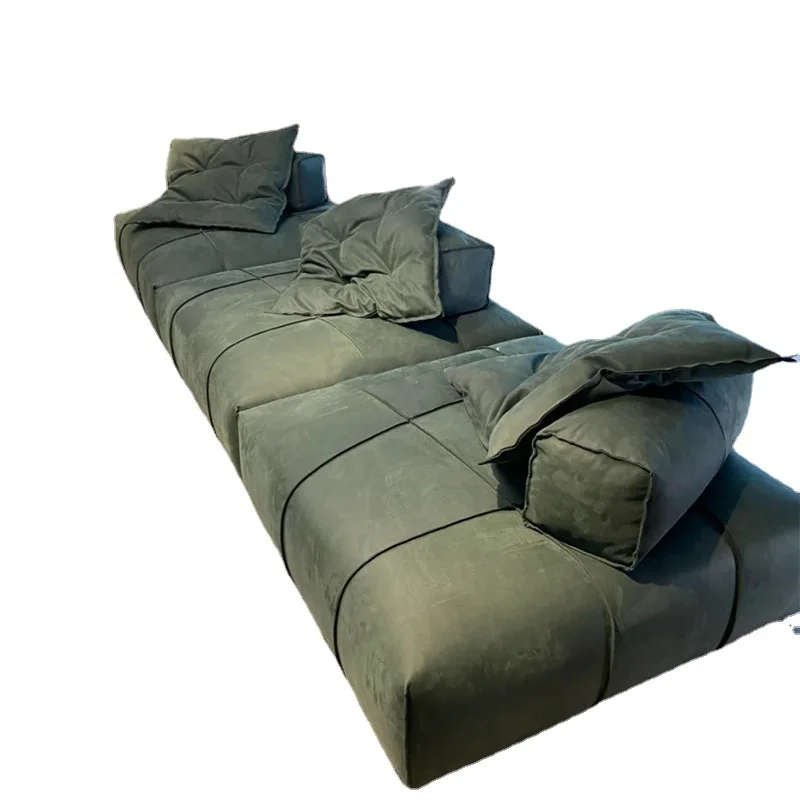 

Italian wide sitting and deep small apartment, matte velvet fabric sofa, free combination of modules, villa furniture