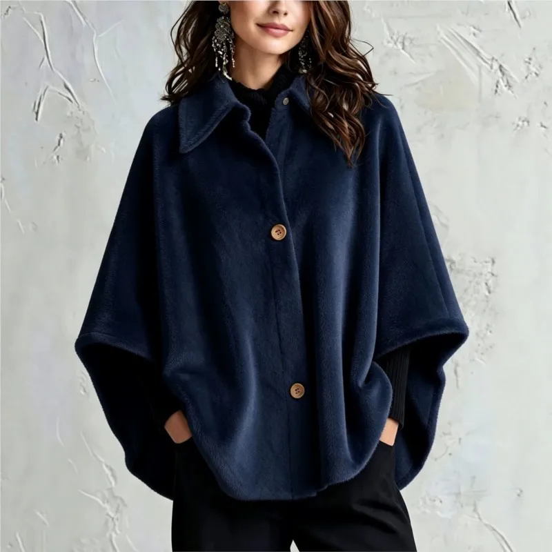 2026 New Autumn And Winter Women's Shawl Jacket Solid Color And Velvet Insulation Fashion Comfortable Temperament Shawl Jacket