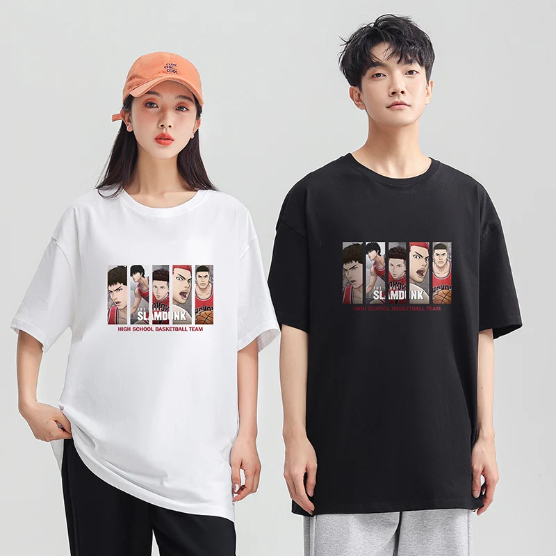 

Large Size Cotton Short-sleeved Slam Dunk Master T-shirt Sakuragi Hanamichi Ryukawa Fengxia Loose Top for Men and Women