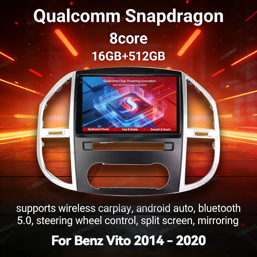 Android 17 Car Radio For Mercedes Benz Vito 3 W447 2014 2015 2016 2017 - 2020 QLED Qualcomm 4G LTE 5G WIFI BT GPS NAVI 2DIN