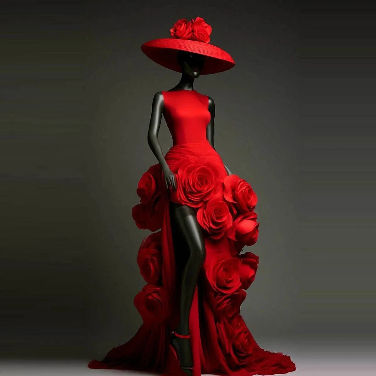 

3d Flowers Prom Dresses High Slit Pleats Custom Made Black Girls Girls Wedding Guest Party Dress