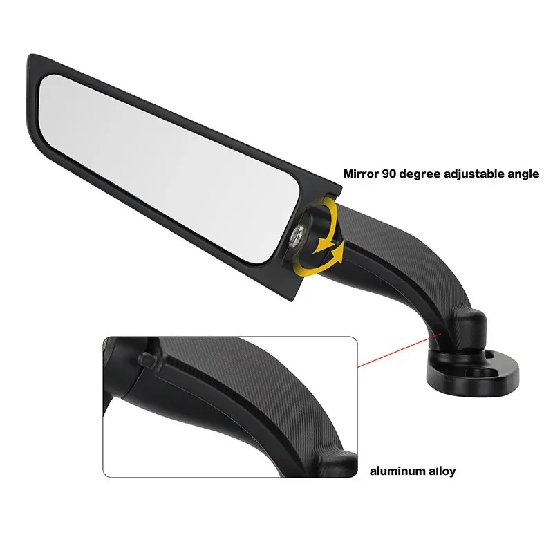 

2pcs Motorcycle Wing Mirror Adjustable Rotary Rearview Aluminum Alloy Rearview Mirror Universal Motorcycle Side Mirror