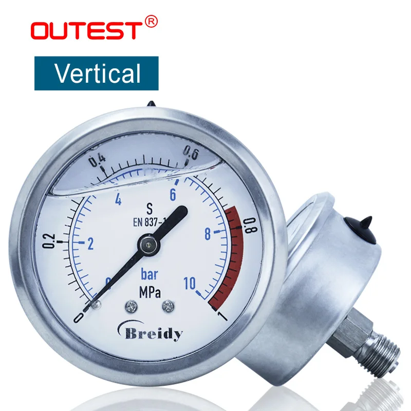 OUTEST Stainless Steel pressure gauge G 1/4 G1/2 Oil Hydraulic air water Vacuum Manometer 0-60mpa Diameter 100mm YN100