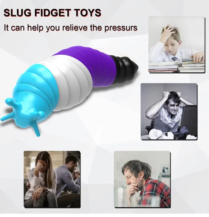 2 pçs brinquedo caterpillar, caracol alívio do estresse quebra-cabeça das crianças e brinquedo do alívio do estresse adulto balanço jogo slide quebra-cabeças