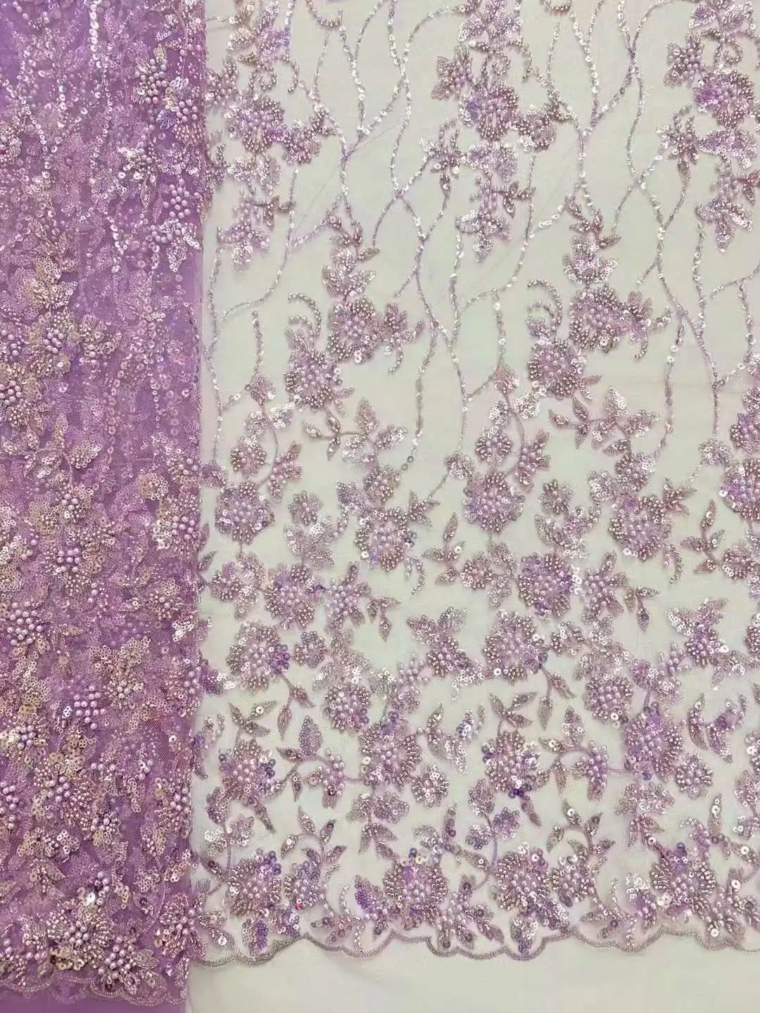 High quality beaded design crystal sequin Embroidery French tulle net lace African fabric for Ladies party dresses weddings