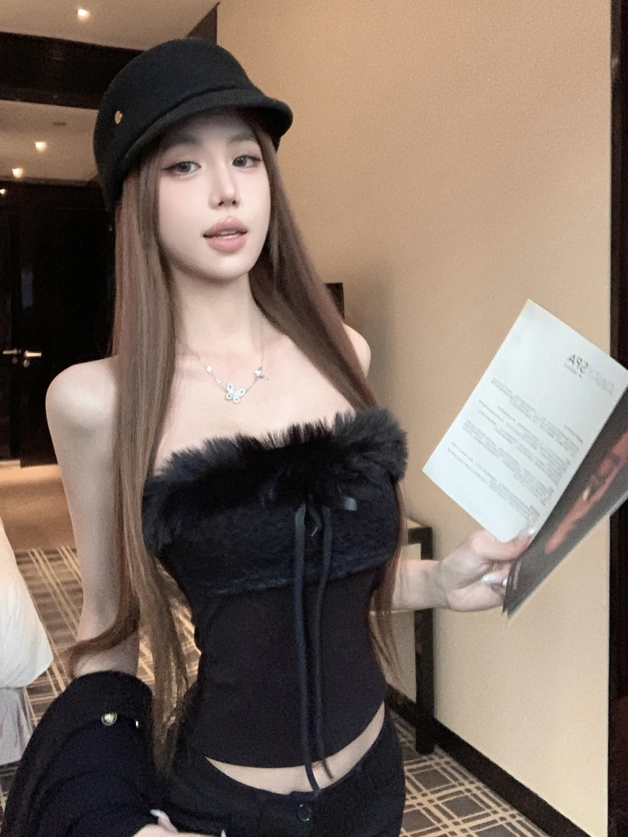 

Сексуальный комплект вязаной верхней одежды из кружева и пышного материала Long Sve Faionable Versatile Pure Desire Sle для молодежи женщин, зимняя одежда