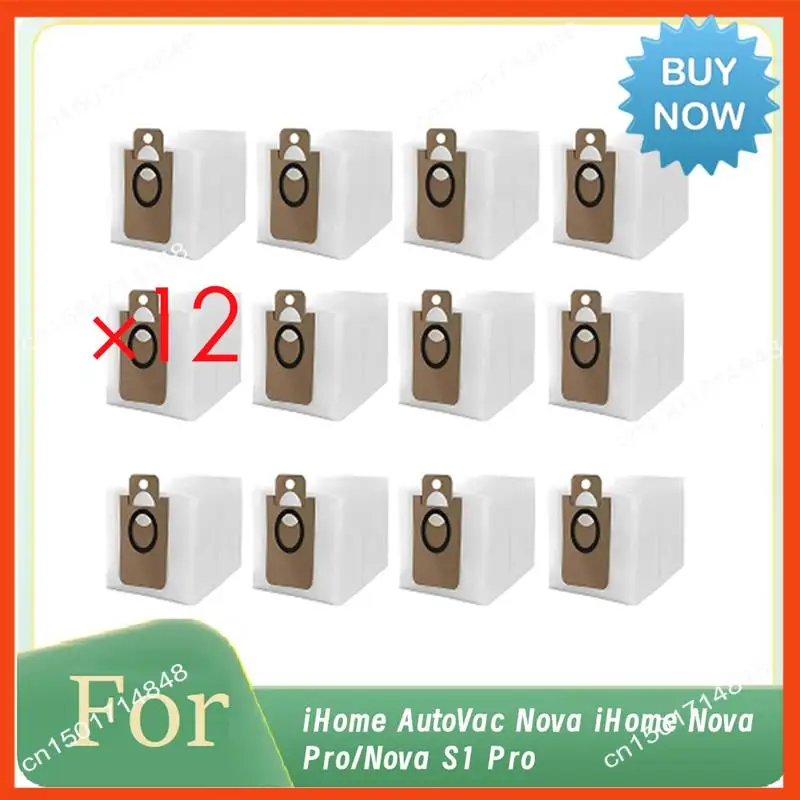 BISM 12 قطعة كيس لجميع الغبار ل Ihome Autovac Nova Ihome Nova Pro/Nova S1 Pro الذاتي تفريغ روبوت فراغ طويلة الأمد قطع الغيار الملحقات