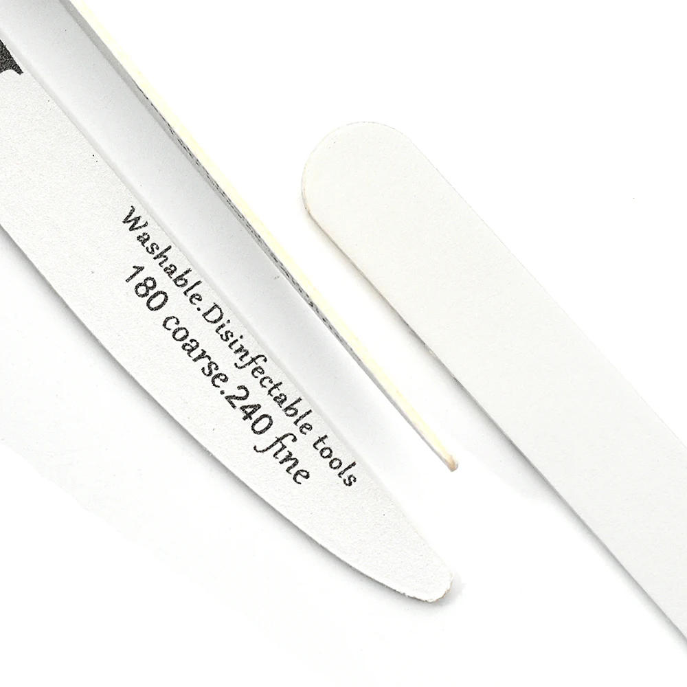 50/100 pçs lixa de unhas de lixa branca 180/240 grit profissional arquivos de unhas de madeira remover gel unha polonês pedicure manicure ferramentas