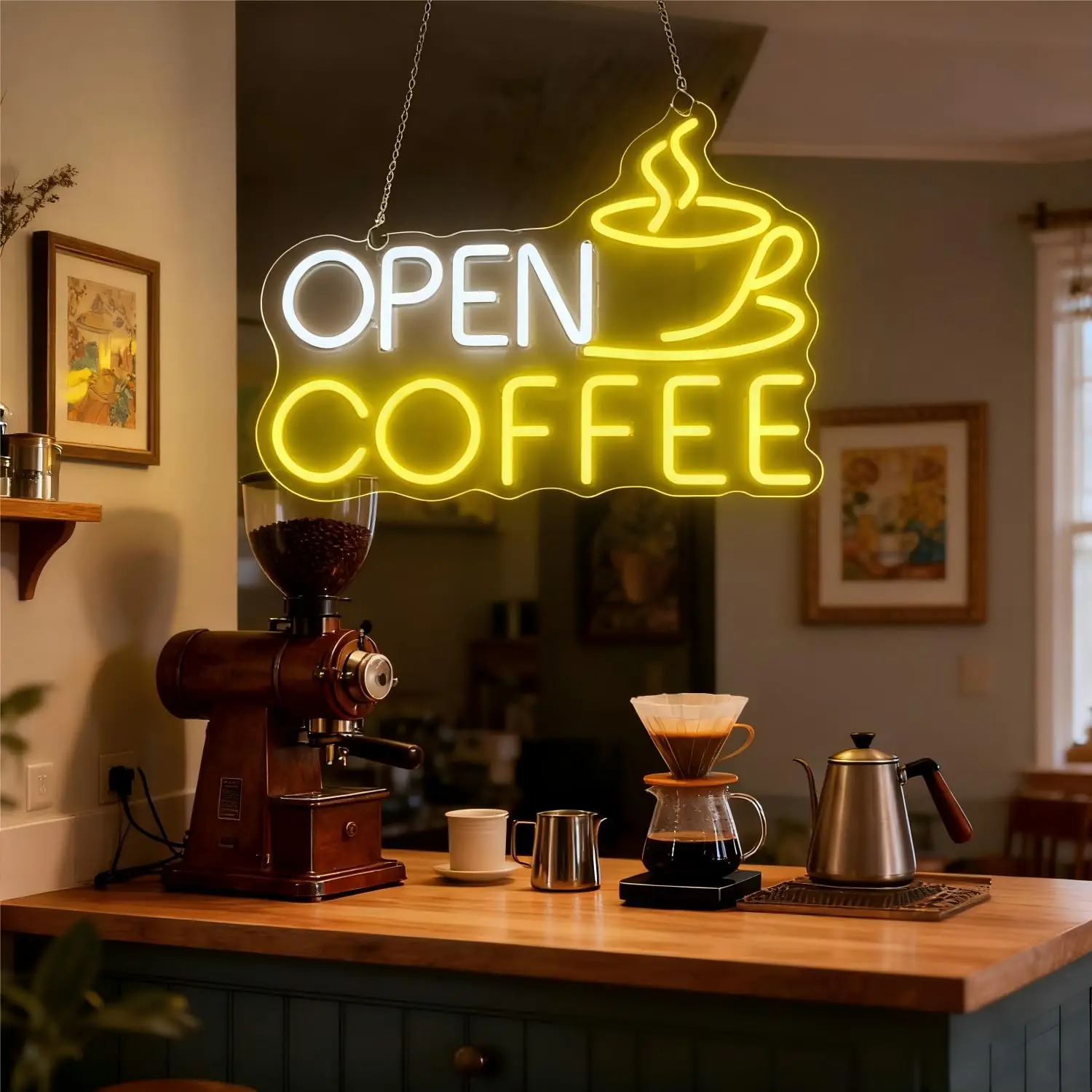 Open Coffee LED Neon Sign USB Dimmable LED Neon Light for Shop  Home Coffee Bar Decoration Business Store Wall Light Sign