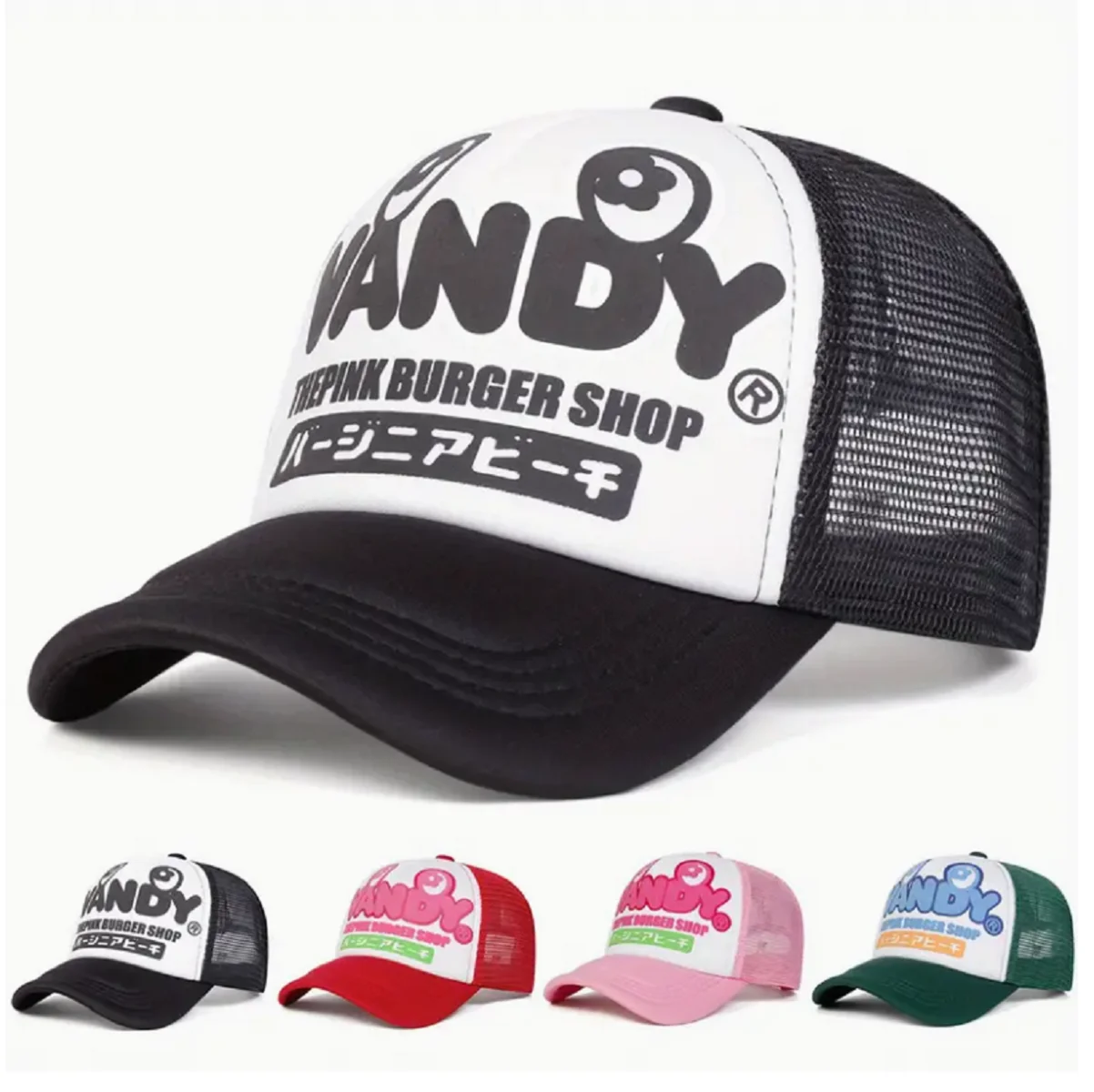 جديد فاندي اليابانية الكتابة على الجدران المطبوعة المرأة قبعة عادية قبعة بيسبول تنفس قبعة شبكية الرجال الهيب هوب قبعة الرياضة في الهواء الطلق قبعة