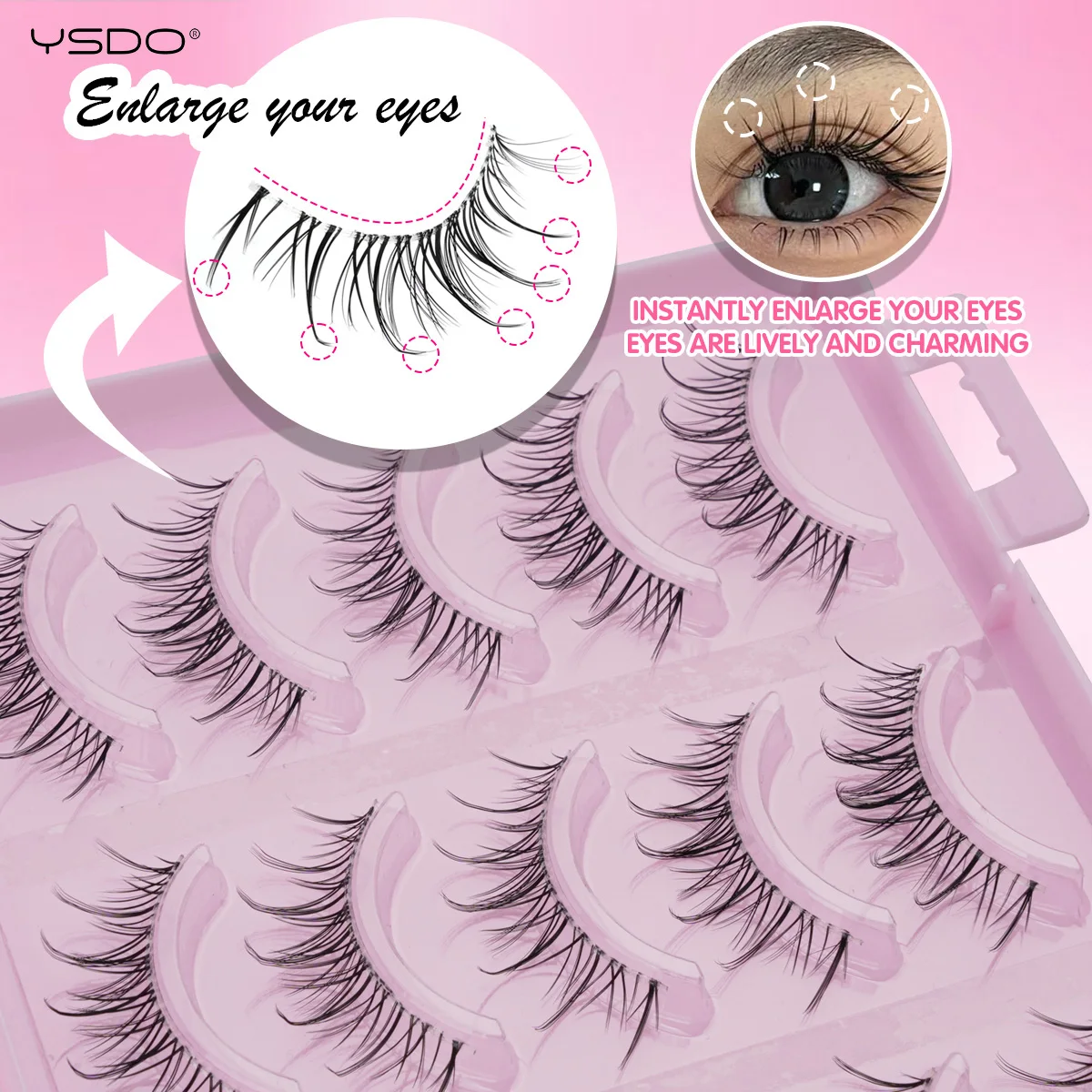 YSDO 20 pairs Natural 3D Mink Eyelashes Makeup Faux Mink Lashes Book Soft Wispy False Eyelash Extension Tools Half Fake Lashes