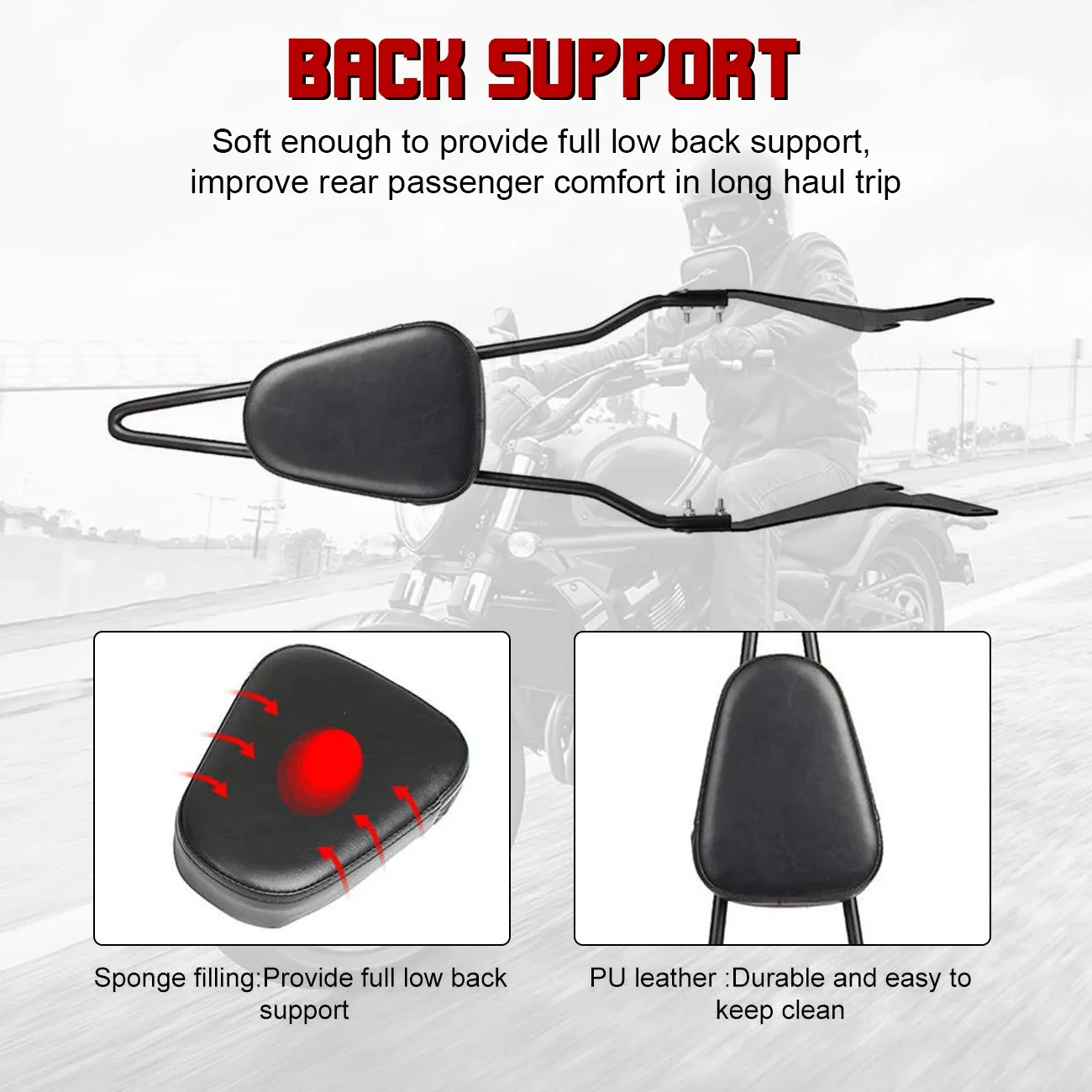 Motorcycle Passenger Backrest Sissy Bar Set For Harley Davidson Sportster XL883C XL883R XL1200R XL1200C XL1200S 2004-2020