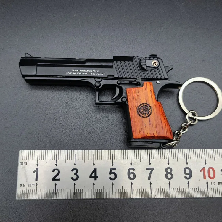 2024 NEW 1:3 Solid Wood Handle Black Desert Eagle Metal Miniature Toy Keychain Pendant Can Not Shooting Boy Birthday Gifts