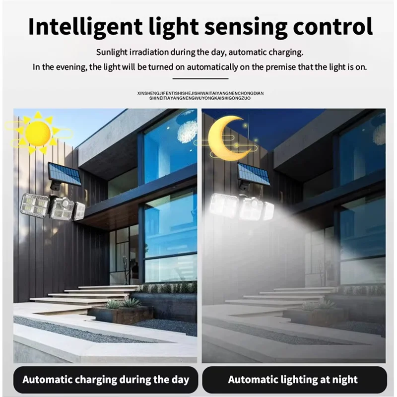 أضواء الشمسية المنزلية LED تعمل بالطاقة الشمسية استشعار جسم الإنسان سبليت الجدار مصباح لإضاءة حديقة الفناء مقاوم للماء في الهواء الطلق