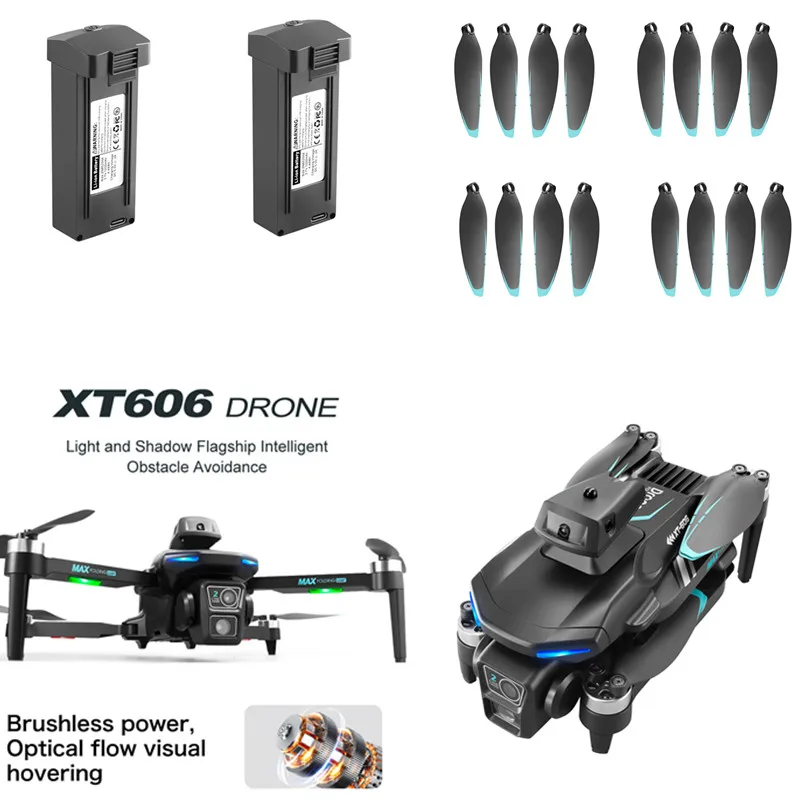 XT606 Brushless Flusso Ottico Telecomando RC Drone Quadcopter Pezzi di Ricambio Accessori 3.7V 1200Mah Batteria Proepller USB