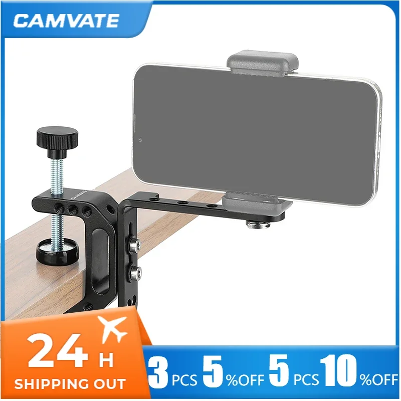 CAMVATE L-نوع منصب الكاميرا قوس مع C-المشبك مكتب جبل للتصوير وحدة إضاءة ليد للفيديو ضوء رصد دعم الهاتف الذكي