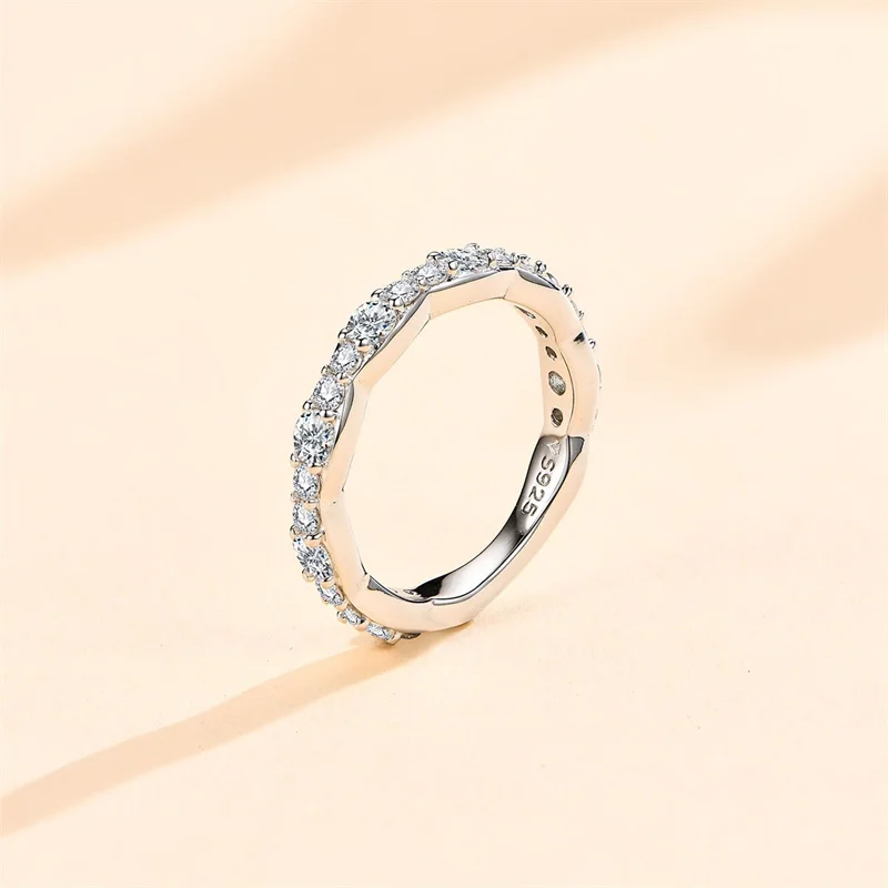 

ZFSILVER s925 Silver Fashion Luxury Trendy Color D Moissanite Eye Wave Ring For Charms Women Wedding Party Jewelry Gifts LR02063