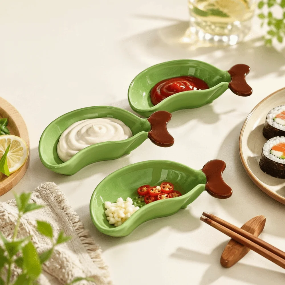 Banana Shaped Dish Dipping Sauce Dish PP Banana Shape Condiment Dish Chopstick Rest Grinding Surface Chopstick Rest Dish