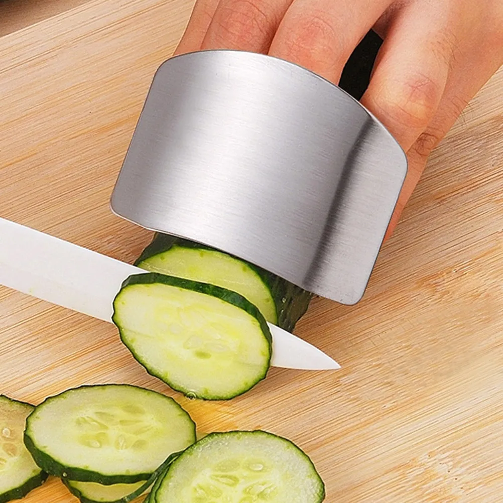 2Pcs Anti Rust Stainless Steel Cut Vegetable Finger Protector Kitchen Hand Safety Guard Efficient Slicing Tool for Home Chef
