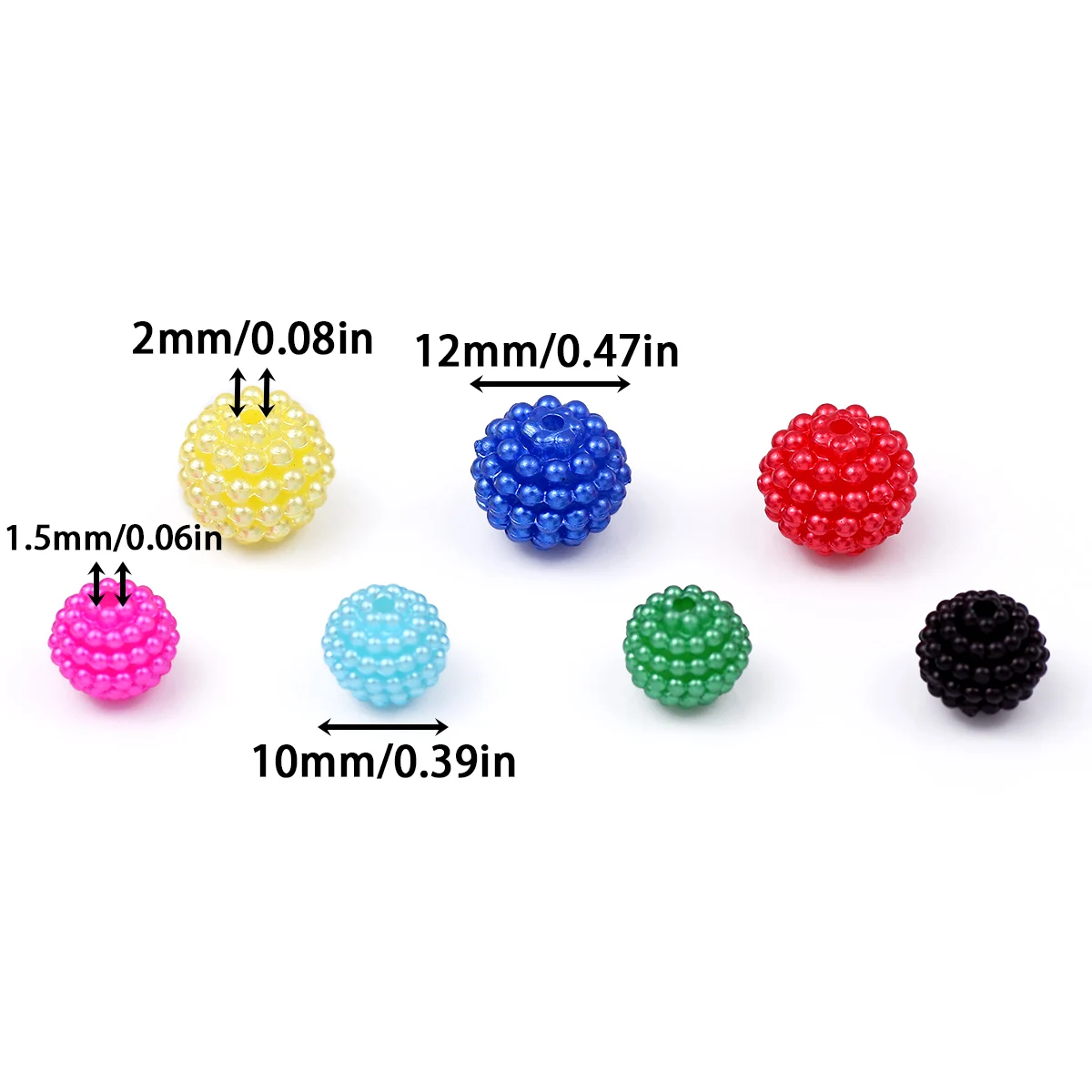 Acrylic Bayberry Beads Imitation Pearl Round Loose Spacer Beads 10mm 12mm For Jewelry Making Necklace Bracelet DIY Accessories