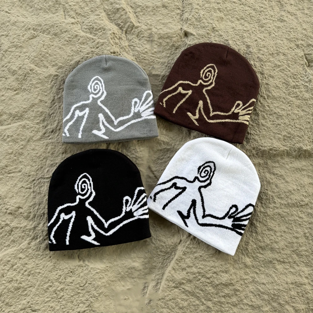American Style Streetwear High Quality Frog Graphic Print Couple Casual Cap 100%Cotton Hip Hop Daily Outdoor Beanie Men Women