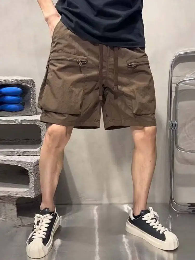 

American Sle Hard Man Qui Dry Outdoor Workwear orts Zipper Multiple kets Straight Leg Five-Quarter Beach Pants for Men