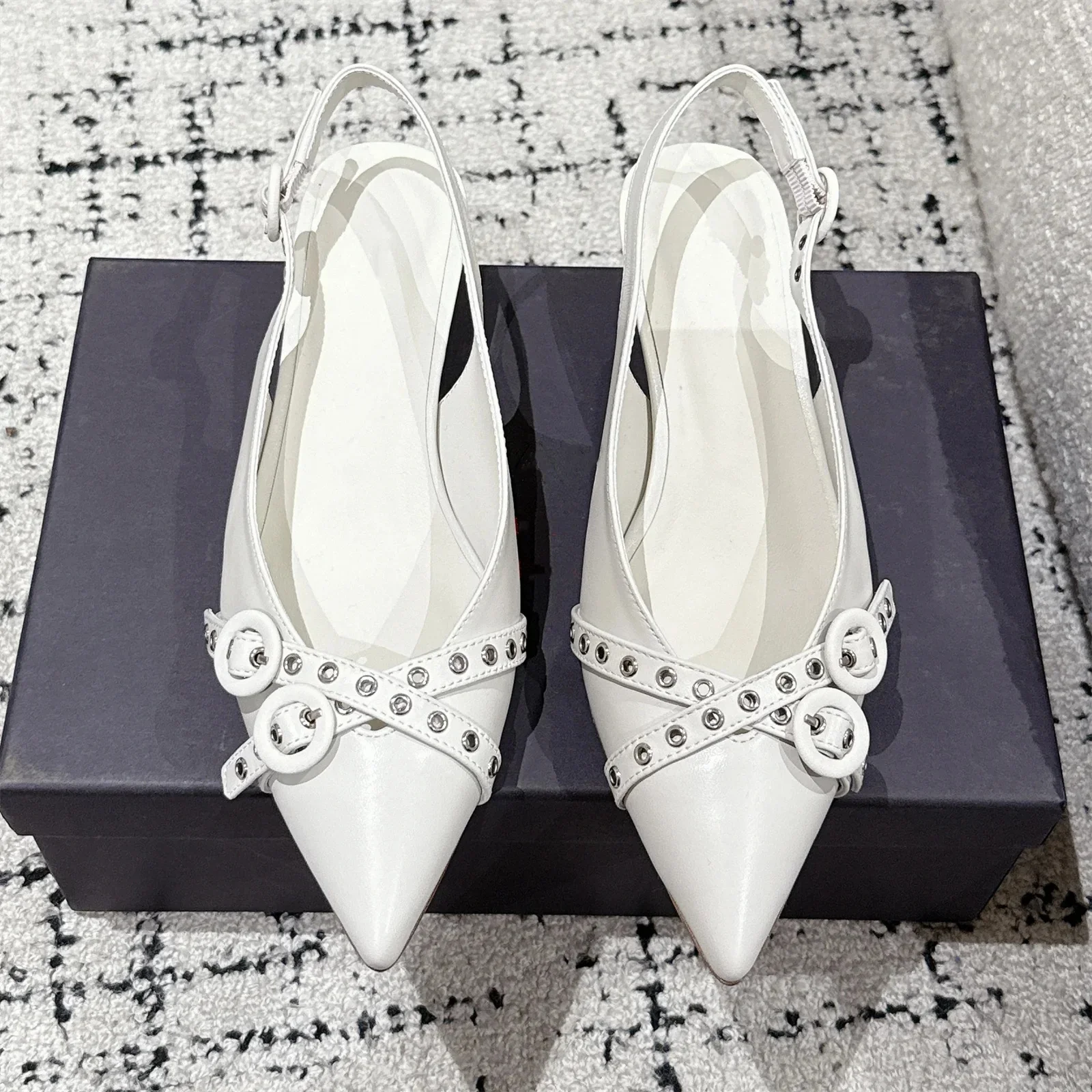 2026 Newest Summer Genuine Leather Pointed-Toe Kitten Heel Slingback Woman Sandals Butterfly-Knot Decora Dress Pumps Botas Mujer view 3
