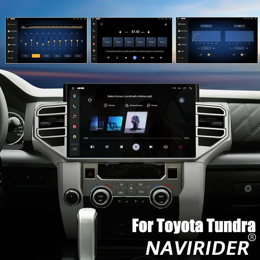 

Для Toyota Tundra Sequoia 2014-2019: Автомагнитола с GPS-навигацией, Carplay, DSP, Android, Bluetooth-плеер, головное устройство с сенсорным экраном 14.6''