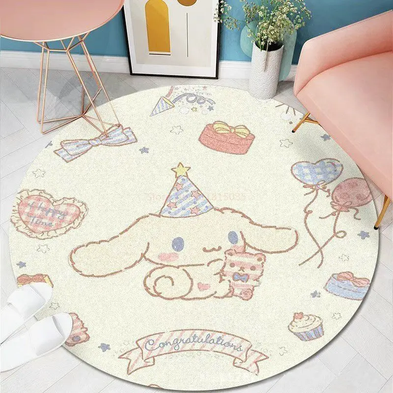 80-160cm Anime Sanrio Cinnamoroll Round Carpet Bedside Blanket Bedroom Doormat Non-slip Floor Mat Home Living Room Decor Rug