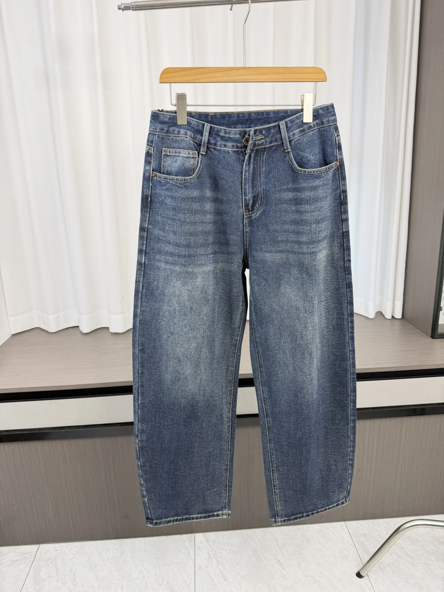 Washed Vintage Men's Casual Jeans Comfortable All-Match Loose Knife-Shape Pants Fashionable Urban Style Youth Autumn Wear