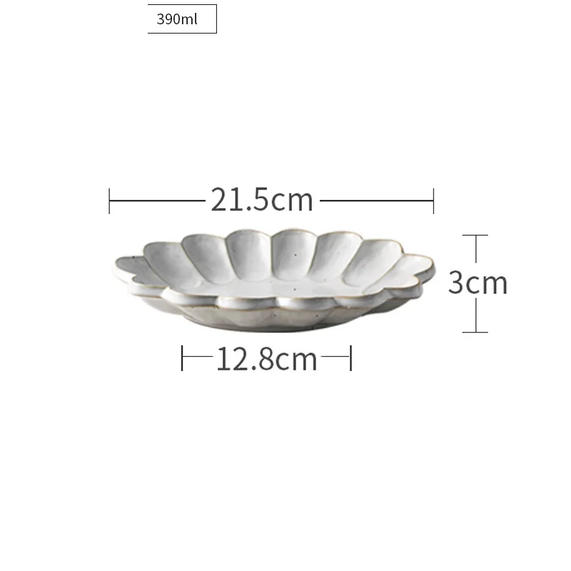 Japanese retro ceramic flower shaped tableware household kitchen restaurant supplies soup noodles bowl fish plate dinner plate