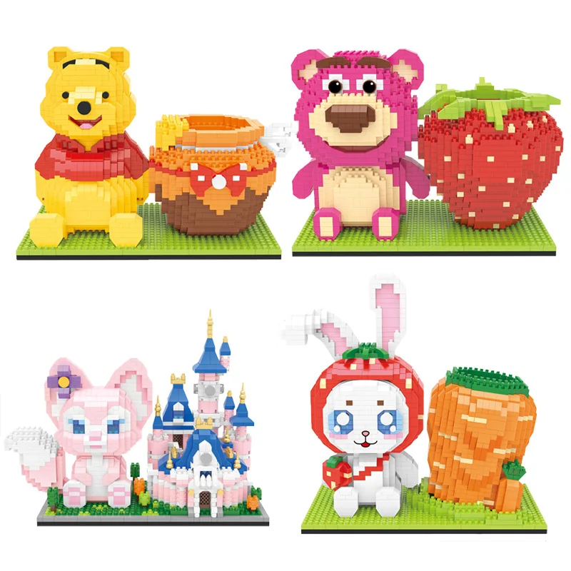 

Lotso Micro Building Blocks Cute Winnie Pen Holder Cartoon Little Rabbit Mini Diamond Brick Figures Toys For Kid Christmas Gift