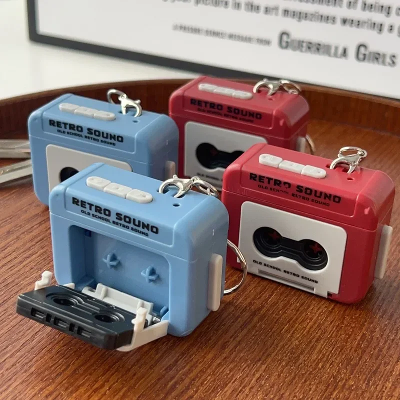 1/2Pcs Retro Tape Recorder Keychain Small Box Recorder Music