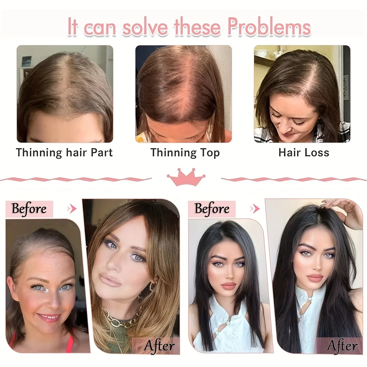 여성용 18인치 긴 직선 합성 헤어 토퍼 - 손쉬운 볼륨감과 매끄러운 블렌딩 헤어 피스