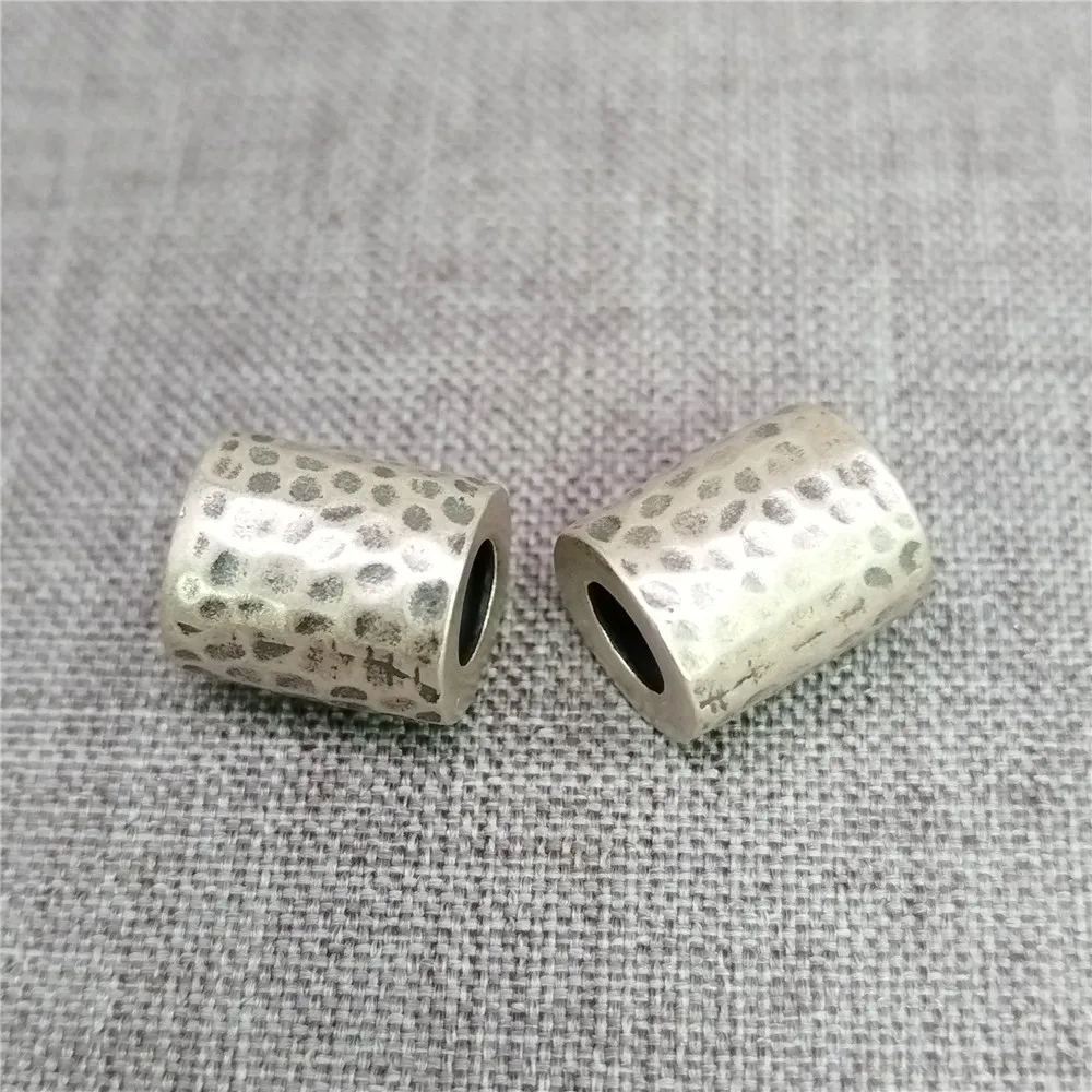 

2pcs of 925 Sterling Silver Tapped Cylinder Bead Hammer Tube Spacer for Bracelet Necklace