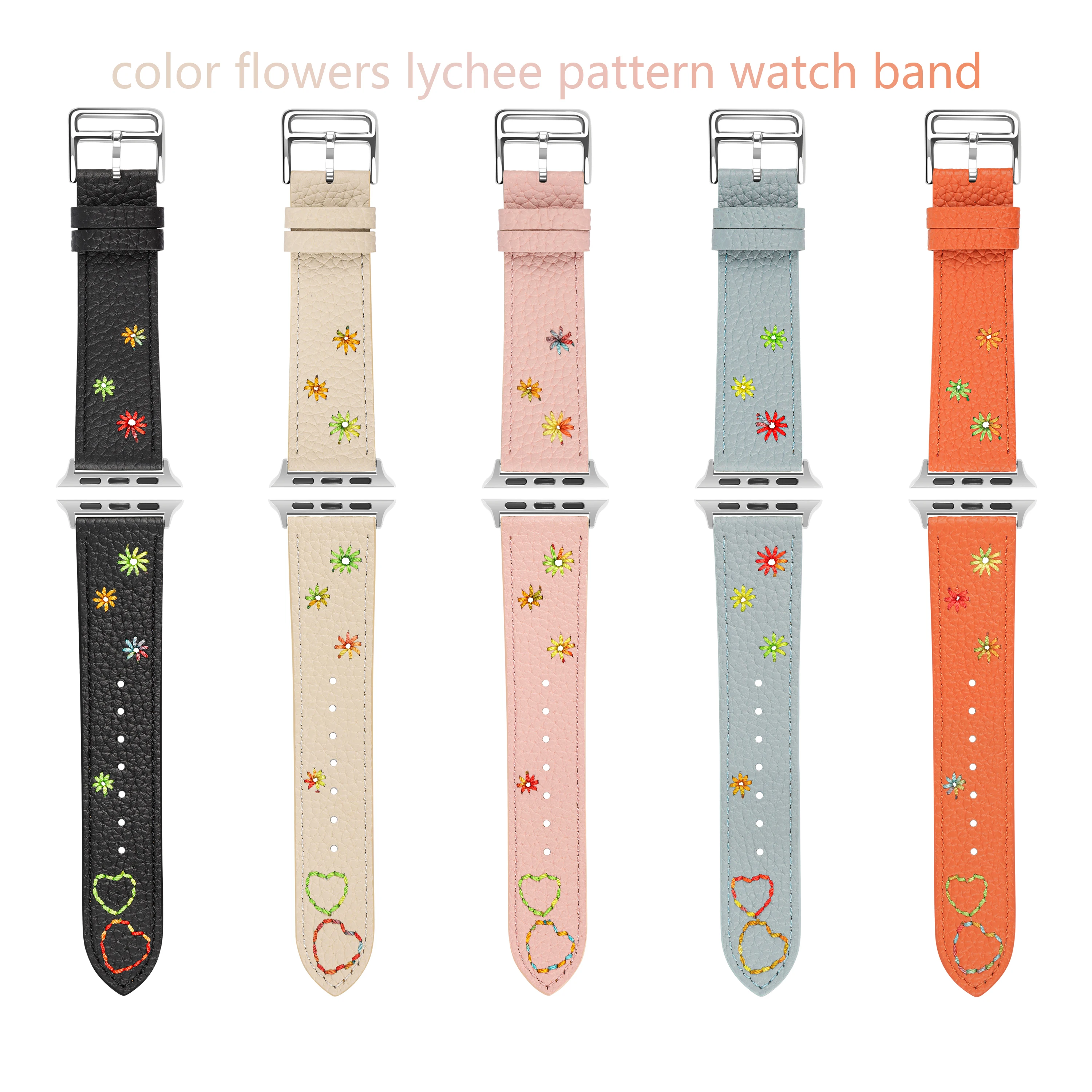 Strap For Apple Watch Band 44mm 42mm 41mm 40mm 45mm 49mm 44 mm Floral embroidery bracelet correa iwatch series 9 7 SE6 8 Ultra 2