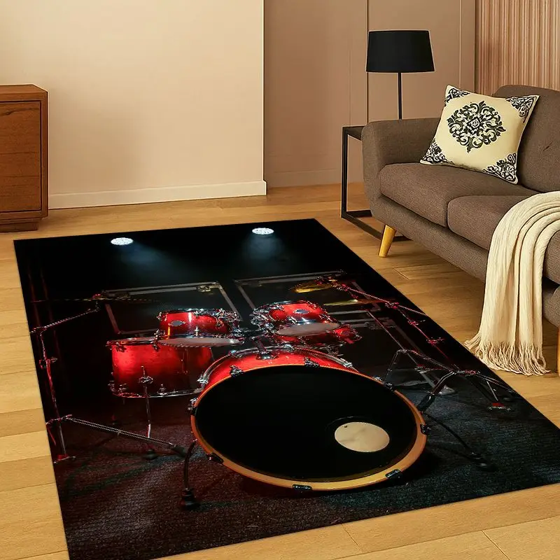 Drum Kit Drum Set Music Instruments Carpet Rug for Bedroom Living Room Sofa Playroom Doormat Home Decor,Kid Area Rug Non-slip