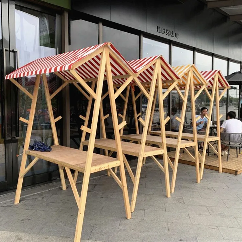 Outdoor market stall car Wooden activity scaffold Mobile truck Night market stall Snack car Fabric display stand