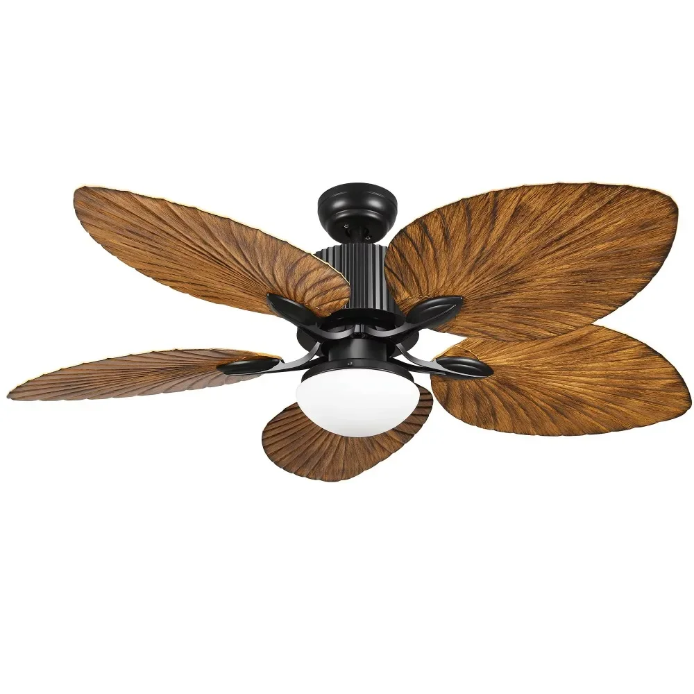 2026 hot sell -52 Inch Tropical Style Ceiling Fan Reversible DC Motor Memory Function 5 Leaf Blades Palm Island Ceiling Fan with