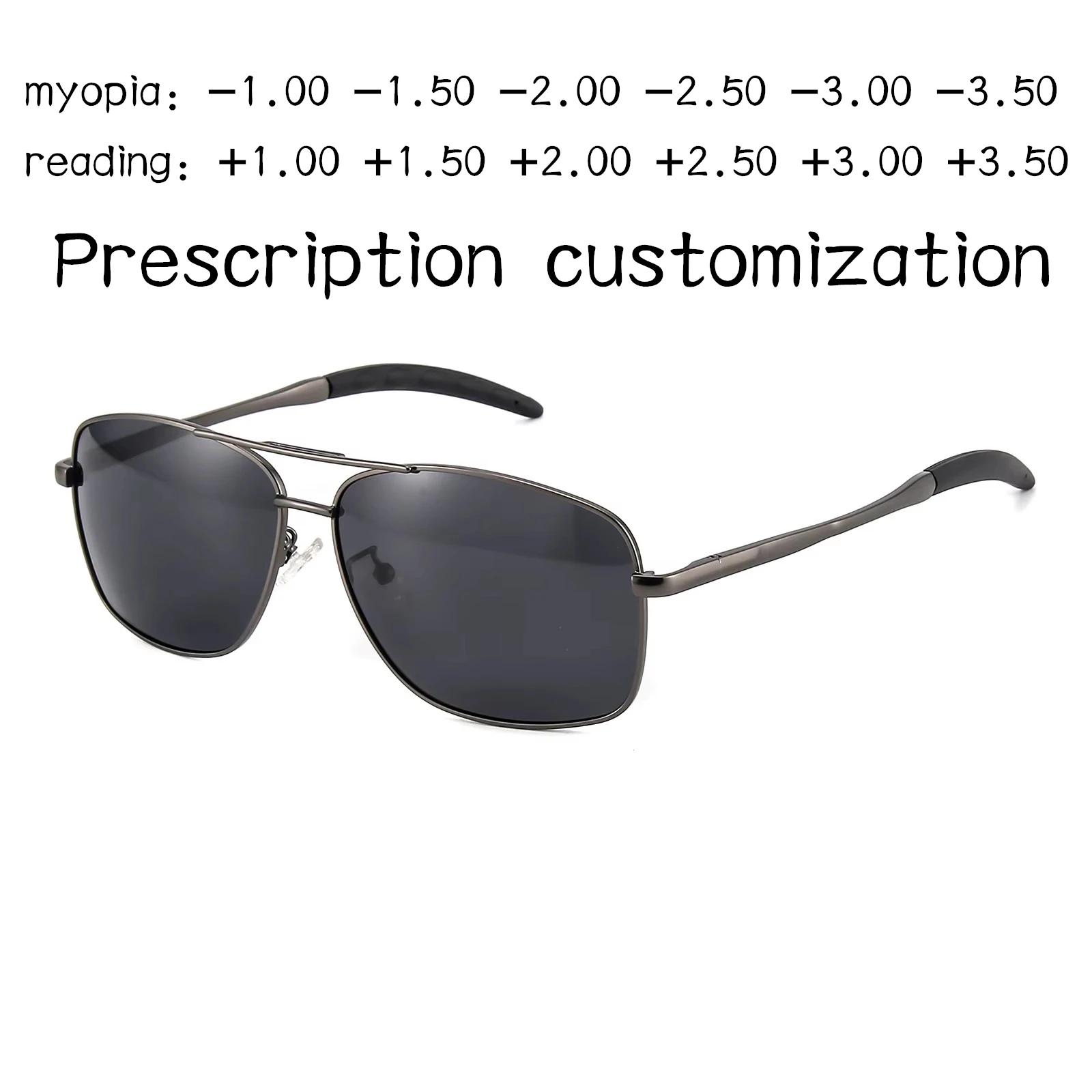 

Anti-Glare Double beam Sunglasses For Men 0-0.5-0.75-1.0 to-6.0 Metal UV400 Polarized Driving Prescription customization Glass