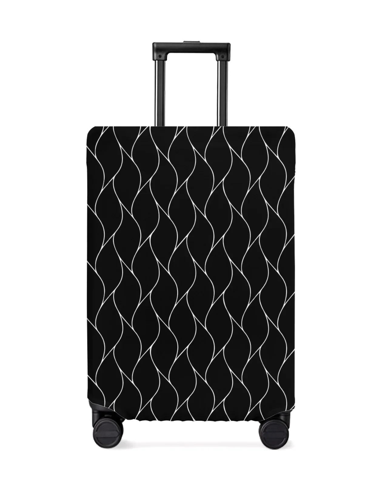 Black Wave Pattern Texture Travel Luggage Protective Cover for Travel Accessories Suitcase Elastic Dust Case Protect Sleeve