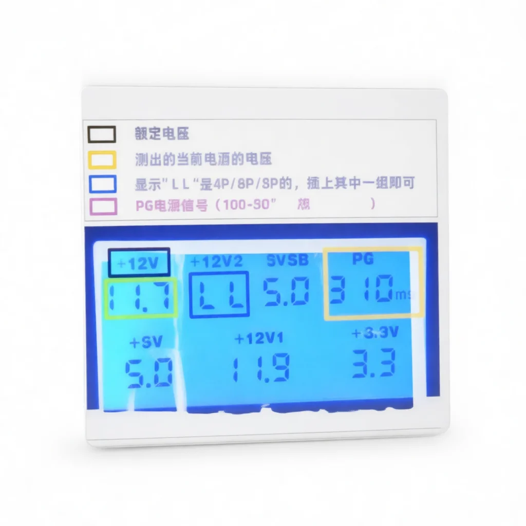 Professional ATX Power Supply Tester LCD Screen Diagnostic Detector Desktop PC Electrical Voltage Checker Repair Tool Kit