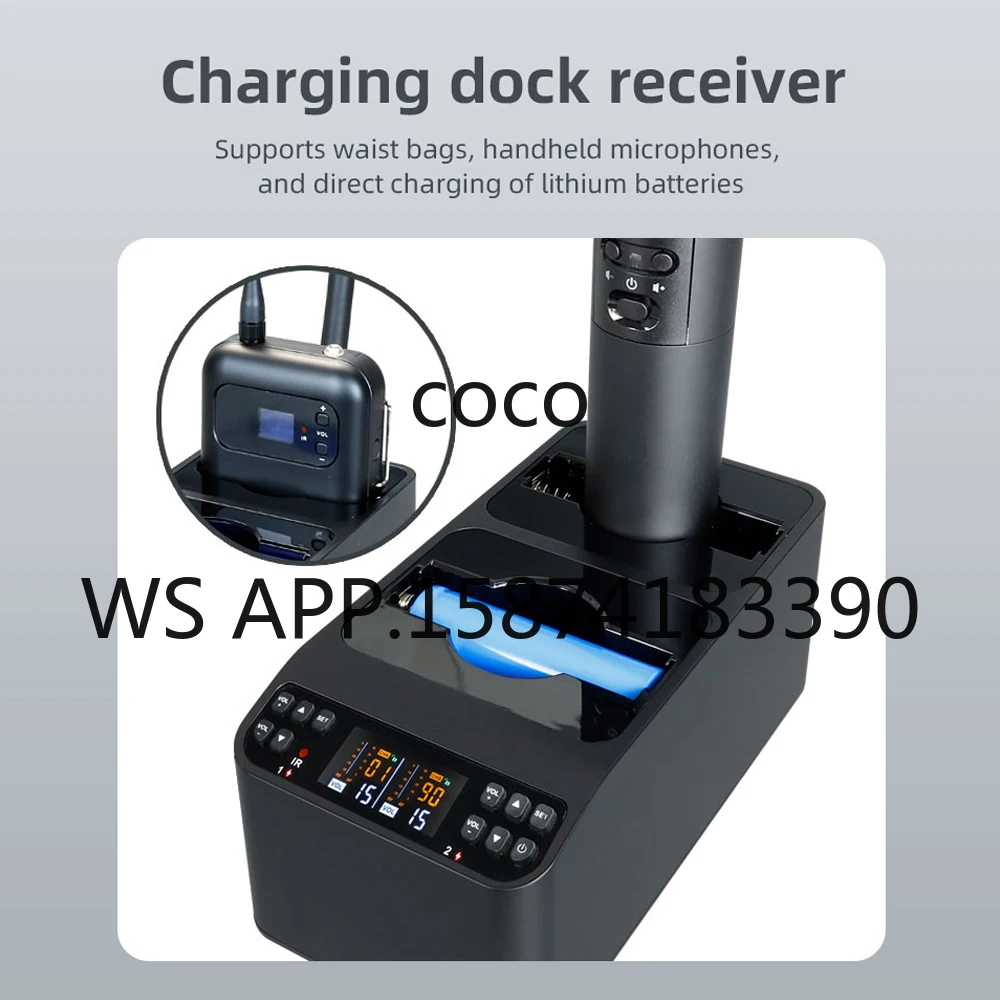Professional LS05 Wireless Microphone Set, Dual Handheld UHF Mic with Wireless Charging Function