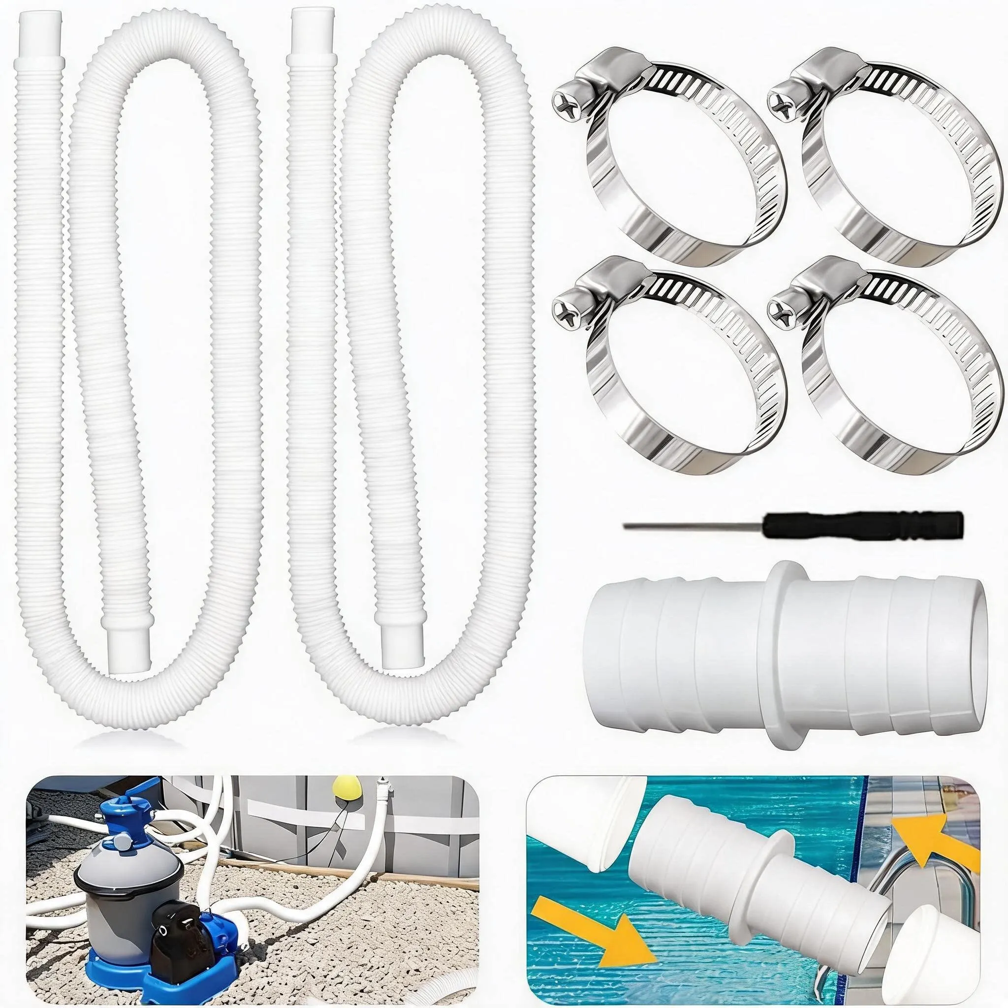 Replacement Pool Hose Kit Telescopic Pool Hose 32mm Pool Hose Adjustable Length Design Easy Installation Setup