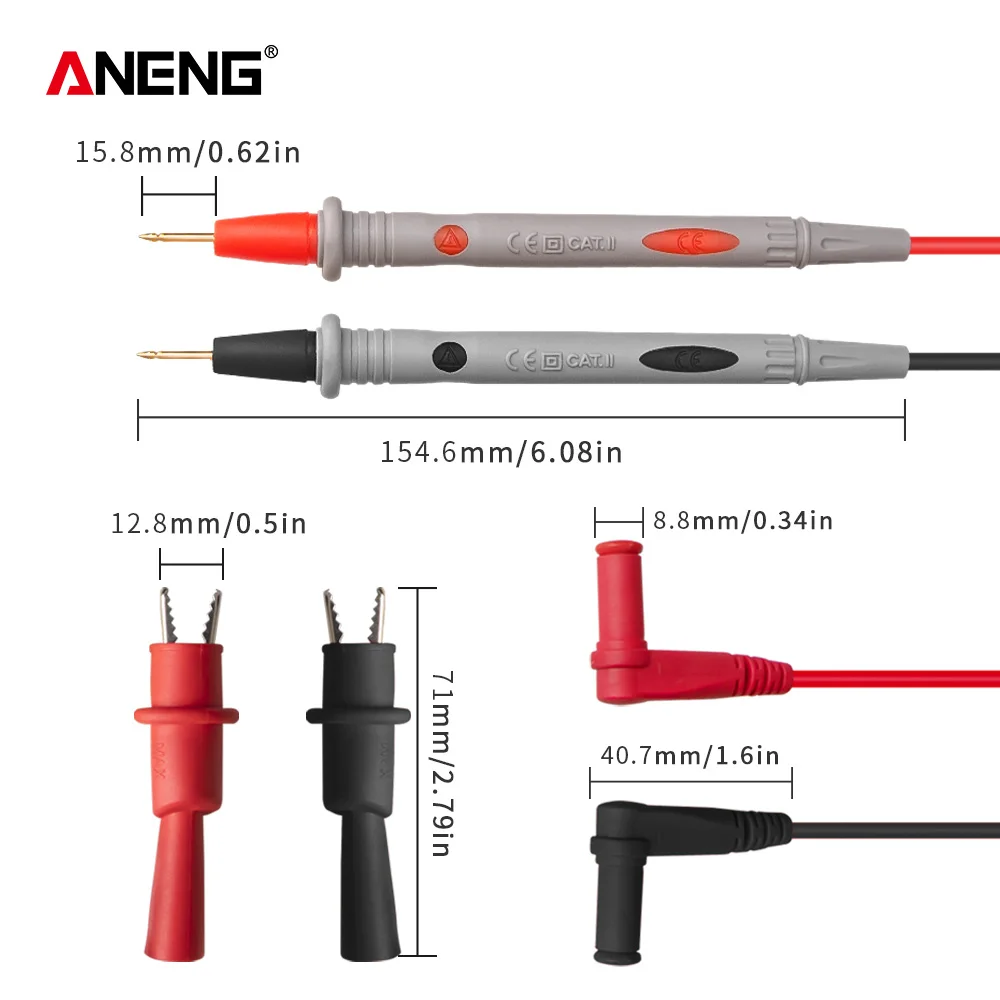 ANENG Universal Digital 1000V 10A 20A Thin Tip Needle Multimeter Multi Meter Test Probe Wire Pen Cable Multimeter Tester